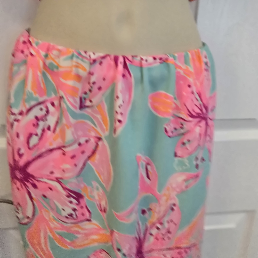 Lilly Pulitzer Aqua Floral Maxi Dress with Pink & Coral Blooms - Picture 5 of 11